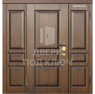 Входная трехстворчатая металлическая дверь с отделкой филенчатым МДФ на заказ ДПК-12662